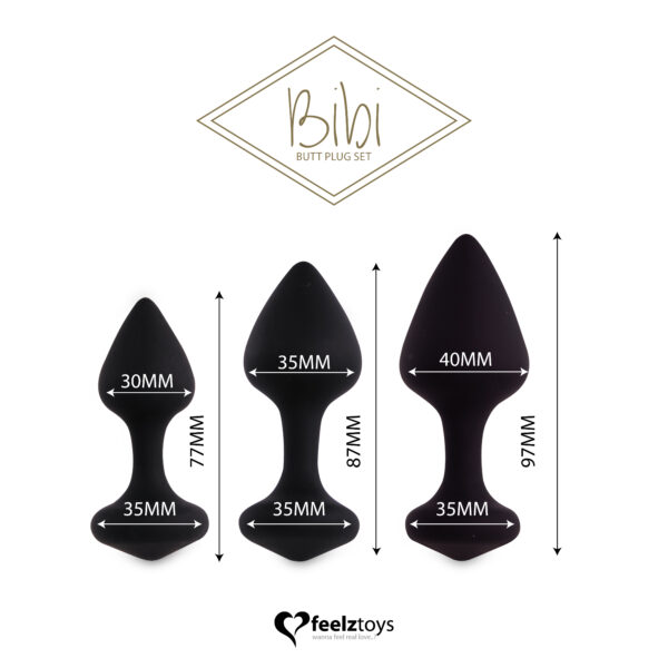 FeelzToys - Bibi Butt Plug Set 3 st. Zwart - Afbeelding 2