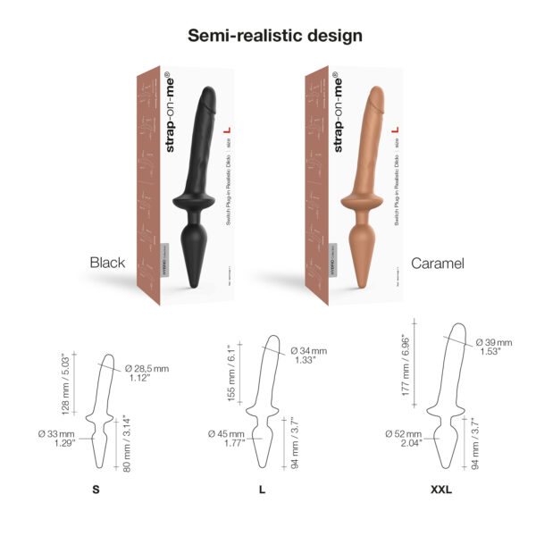 Strap-On-Me - Switch  Plug-in Realistic Dildo Caramel S - Afbeelding 2