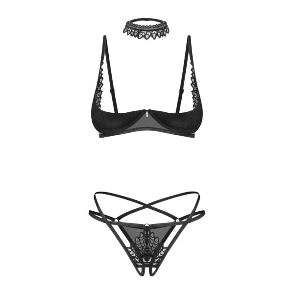 Obsessive - Donarella 3-pcs Crotchless Set Black M/L - Afbeelding 2